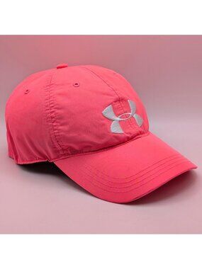 Under Armour Womens OSFM Strap Hat Cap Pink White Breast Cancer Lightweight UA